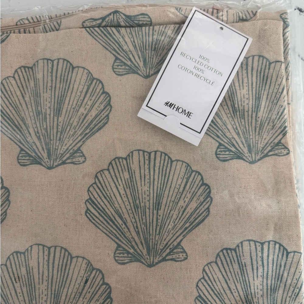 H&M Home Shell Print Pillow Cover - Beige and Teal